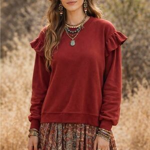 Old Navy Women's Red Sweatshirt with Ruffle Details